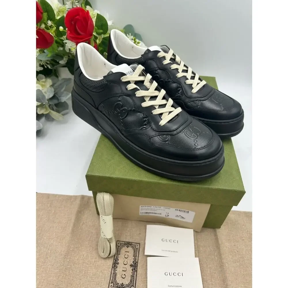 Men's Gucci GG embossed Leather sneakers size 12 made in Italy